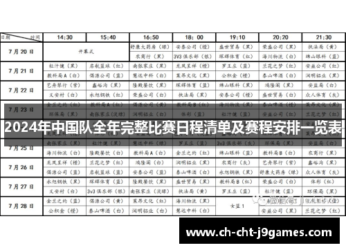 2024年中国队全年完整比赛日程清单及赛程安排一览表 2024年中国队全年完整比赛日程清单及赛程安排一览表